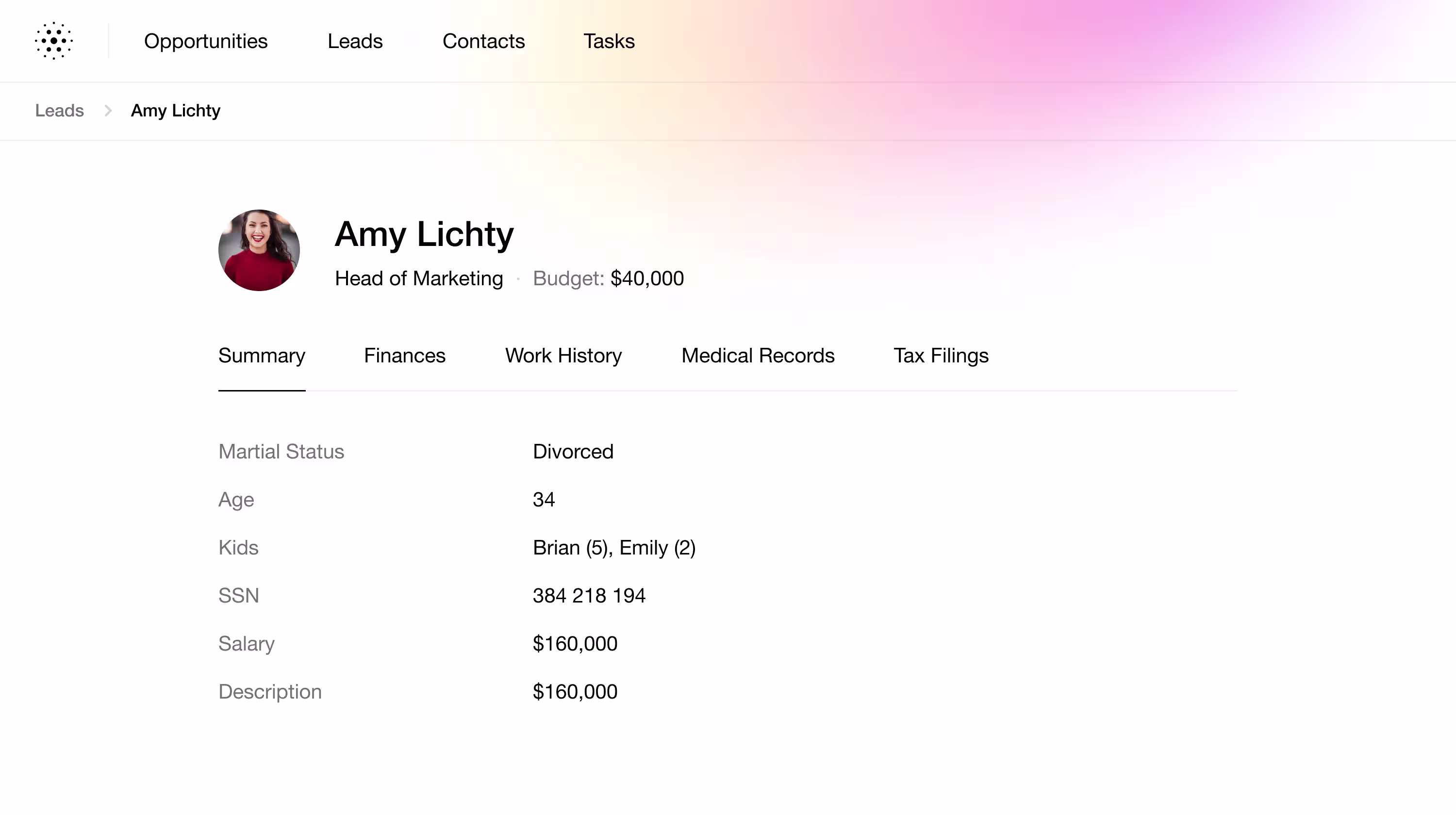Profile UI screenshot